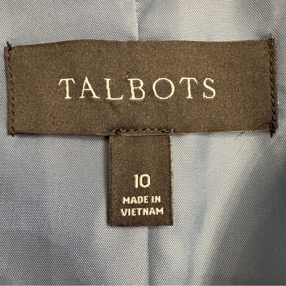 Talbots Jacket Blazer Teal Career Lined Gold Crest Buttons Wool Blend Size 10 - Picture 13 of 16